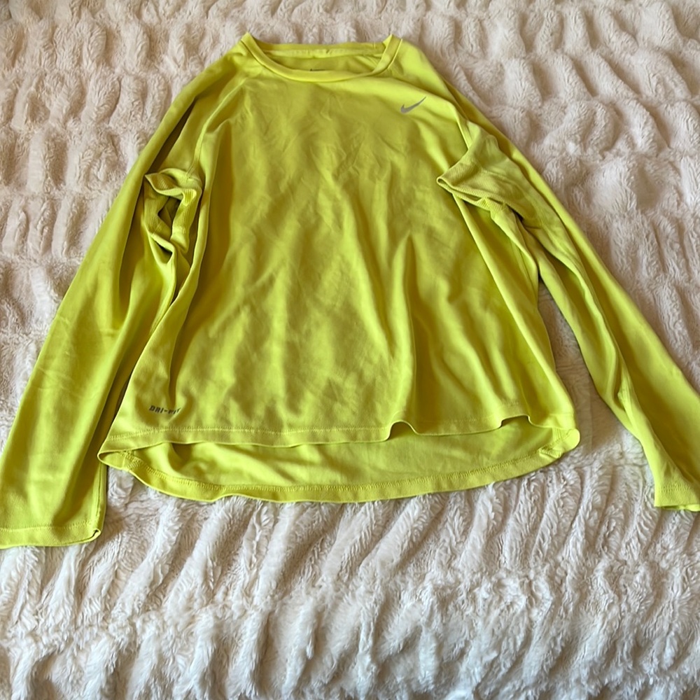 Neon yellow Nike dry fit long sleeve size M